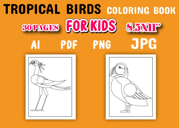 Tropical Birds Coloring Book for Creative Kids
